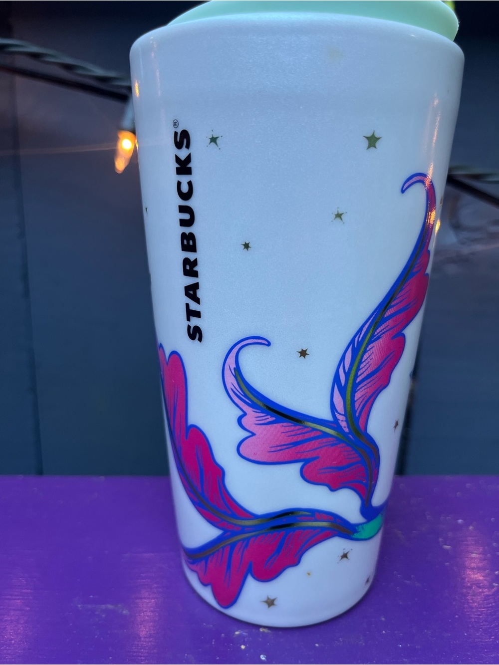 2015 Starbucks Peacock Siren Ceramic Travel Mug 12 oz With Lid *Brand new - Picture 4 of 15